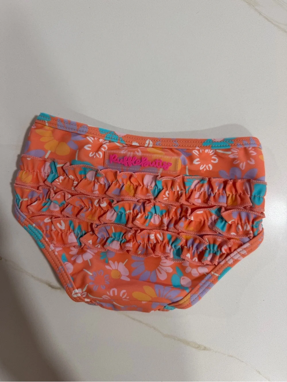 Ruffle Butts Coral Floral Ruffle Two-Piece Swim Set